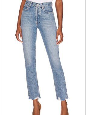 AGOLDE Riley High Rise Straight Crop SIZE 25. Color: HAVEN